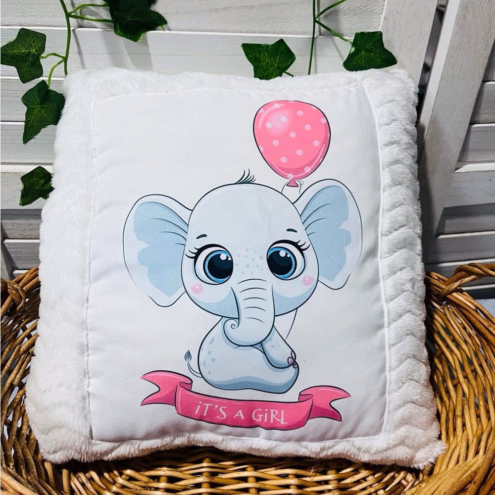 Pillow Perfect Pink and White  elephant Pillow It’s a girl baby gender reveal